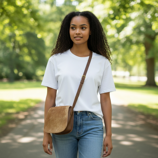 Atelier Luxembourg Leather Calf Hair Saddle Bag