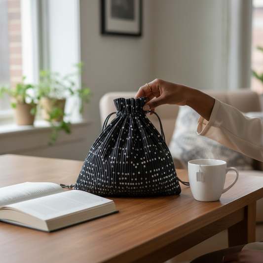 Issey Miyake Pleats Please Velvet Drawstring Bag