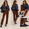 Vintage MONDI Chocolate Brown Cotton-Modal Velvet Trousers — Size 12