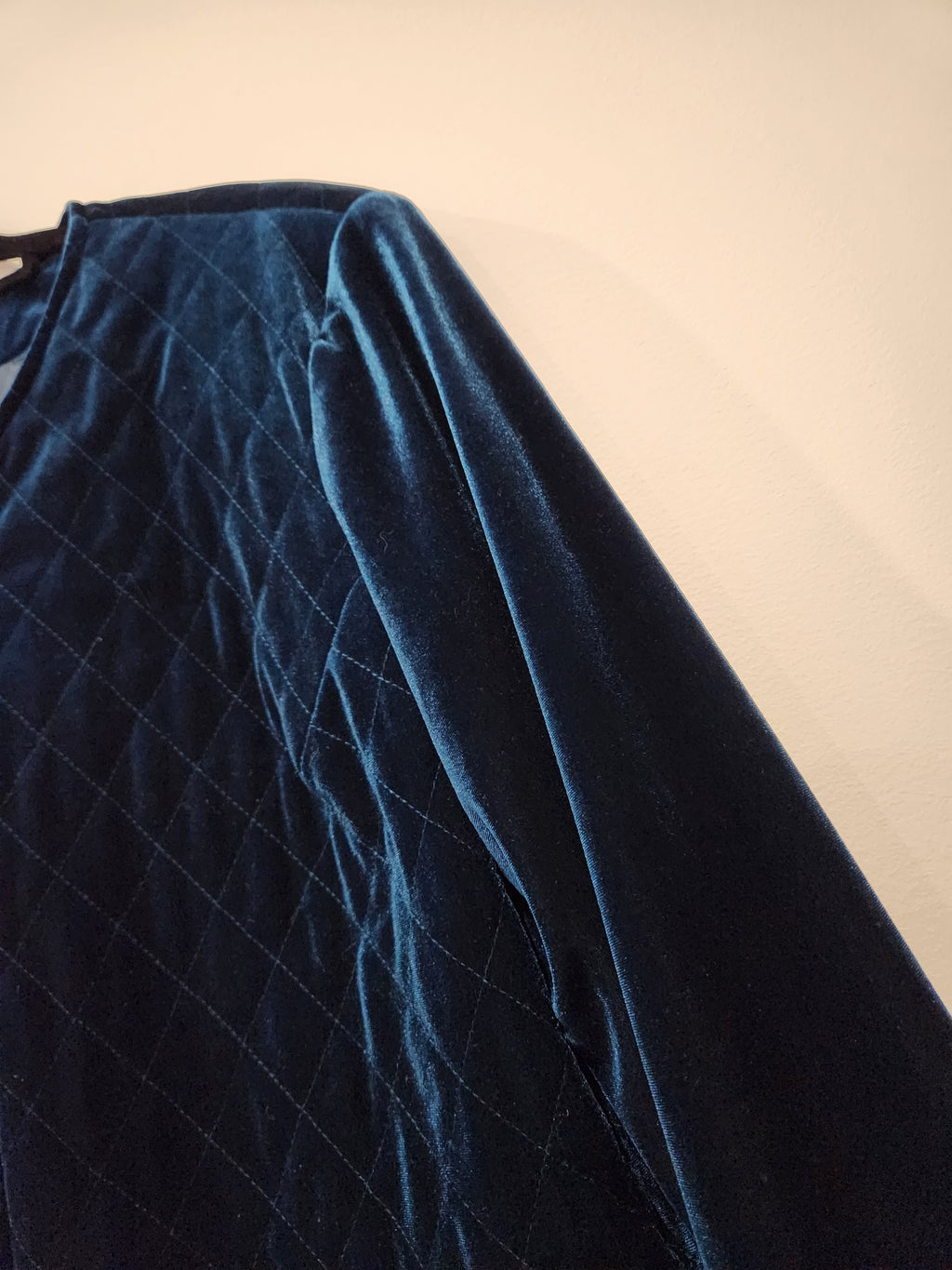 Susan Graver Style Midnight Blue Quilted Velvet Jacket | Size L