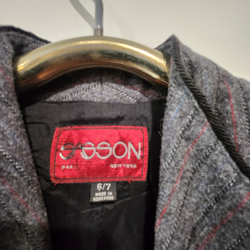 Vintage Sasson Wool-Blend Pinstripe Sleeveless Midi Dress