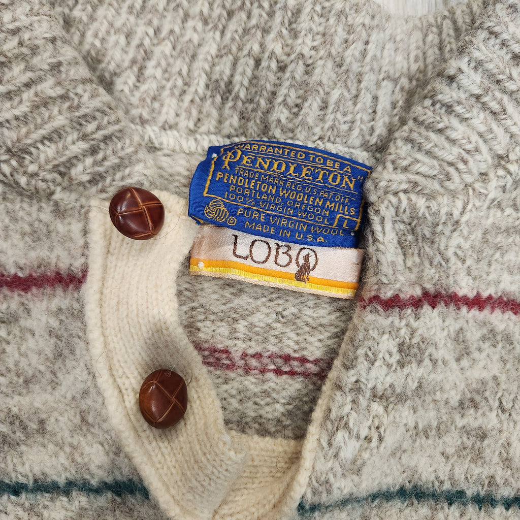 Vintage LOBO by Pendleton Virgin Wool Striped Henley Sweater — Made in USA