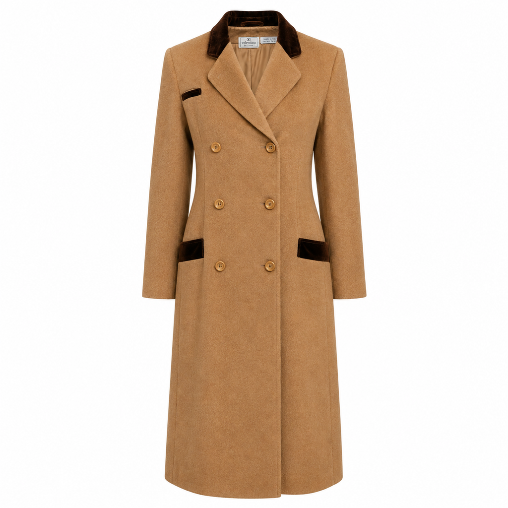 1960s Vintage Valentino Boutique Camel Hair Coat Size Large