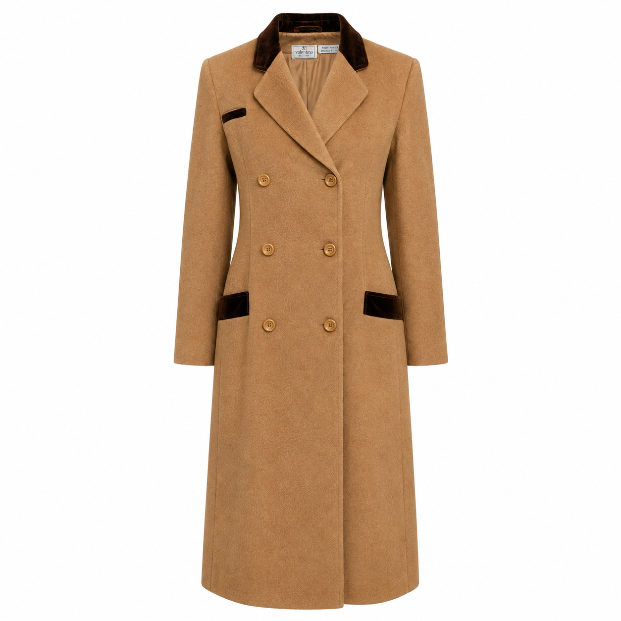 1960s Vintage Valentino Boutique Camel Hair Coat Size Large