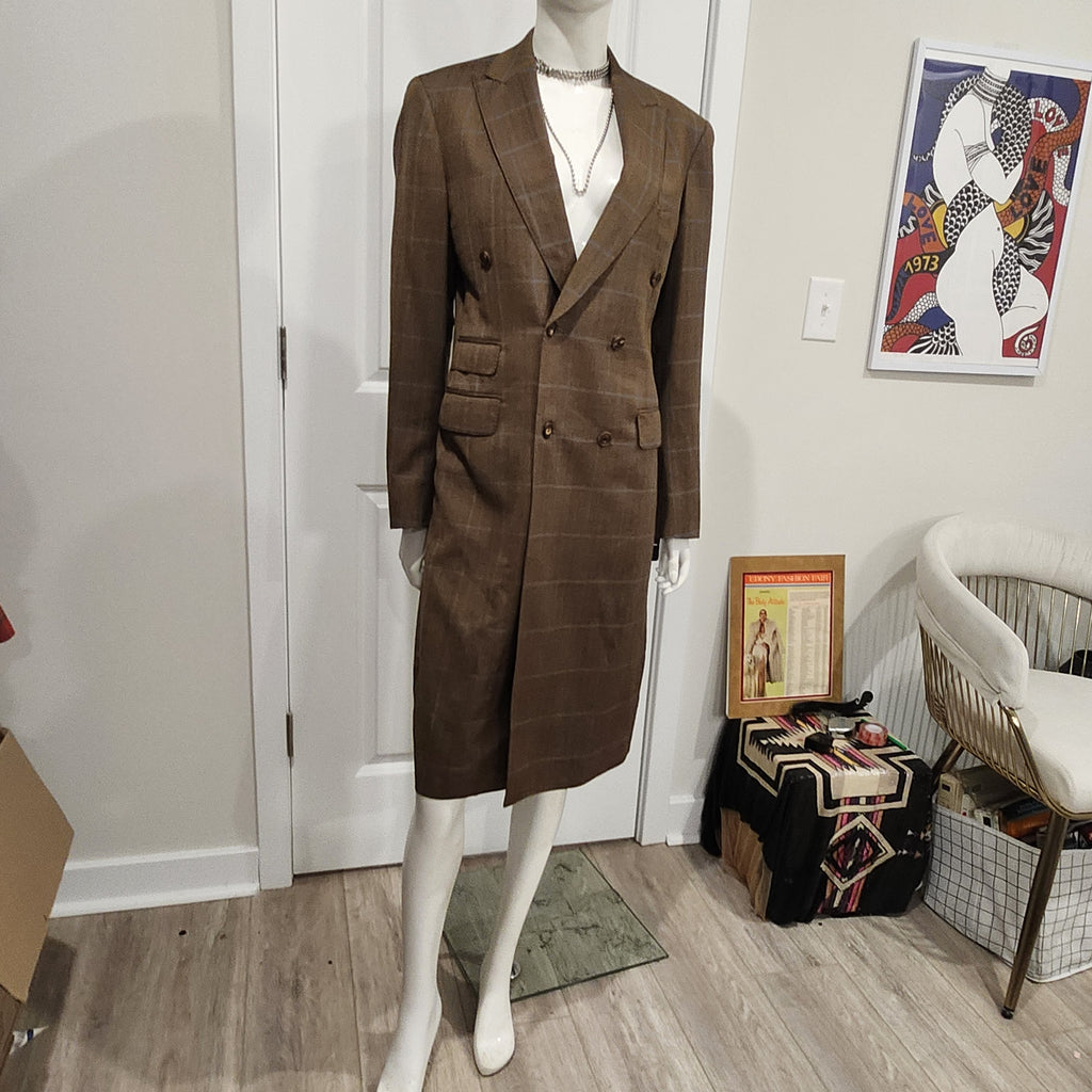 Garçon Couture Wool Windowpane Coat – Brooklyn 718 Collection | Modern Heritage Tailoring Size S