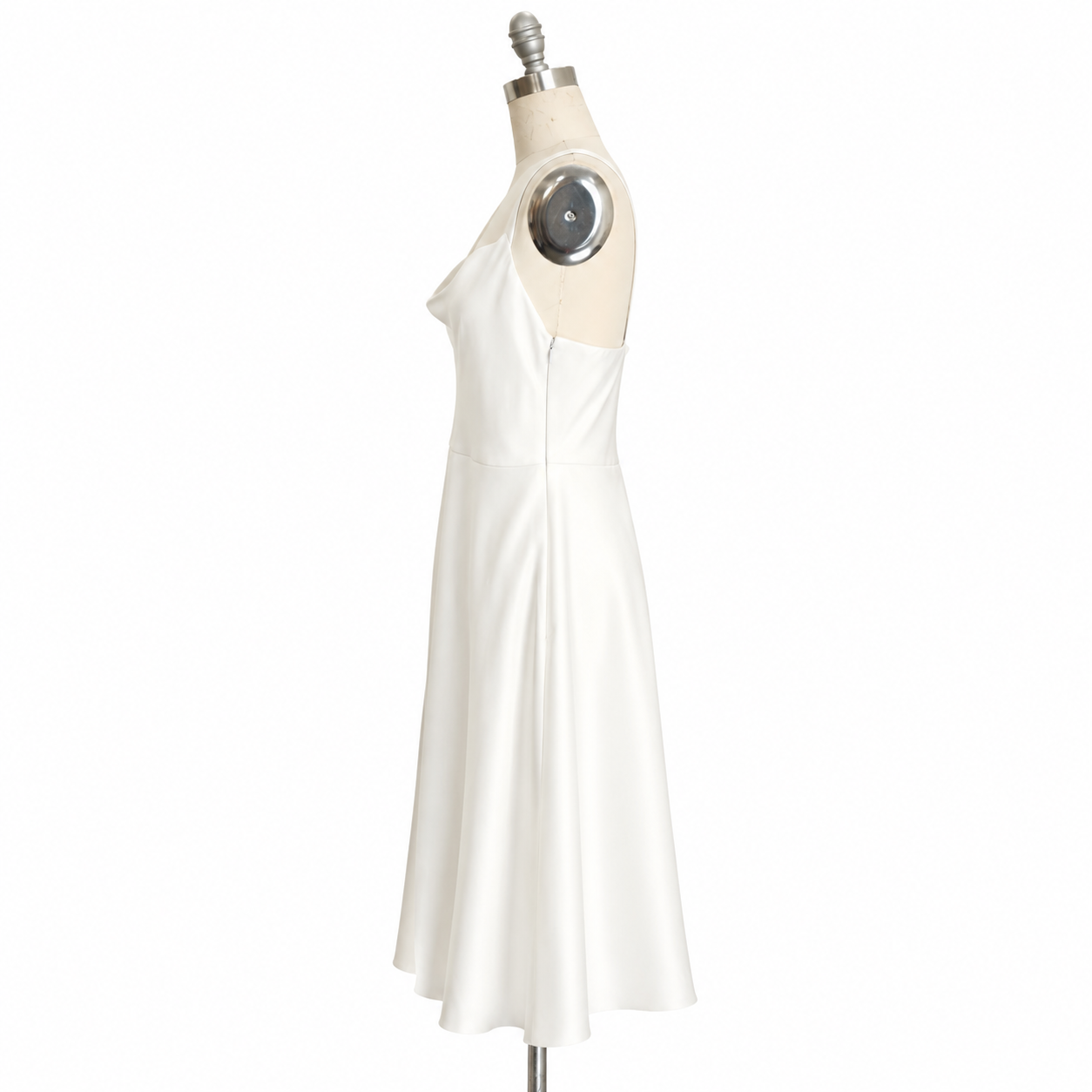 J.Crew Holiday 2009 Ivory Satin Cowl Neck Midi Slip Dress | Cross-Back Straps | Size 12
