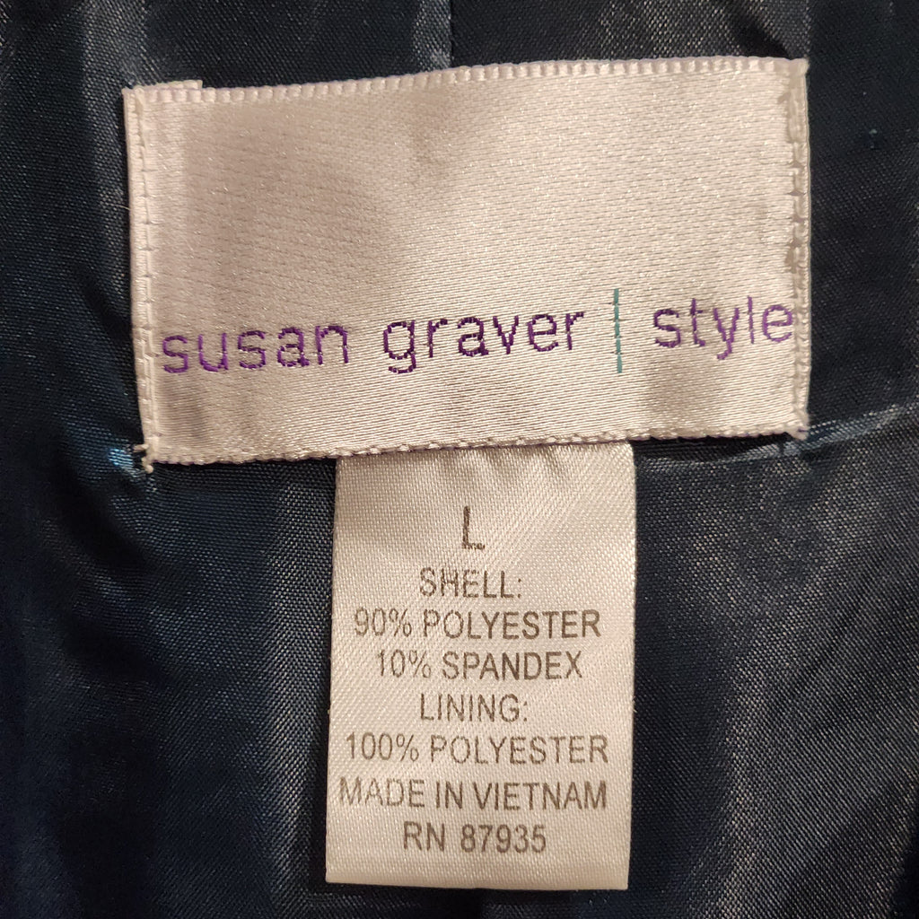 Susan Graver Style Midnight Blue Quilted Velvet Jacket | Size L