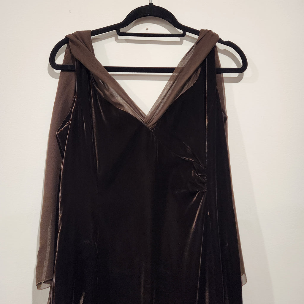 Armani Collezioni Chocolate Velvet & Silk Evening Gown | Made in Italy