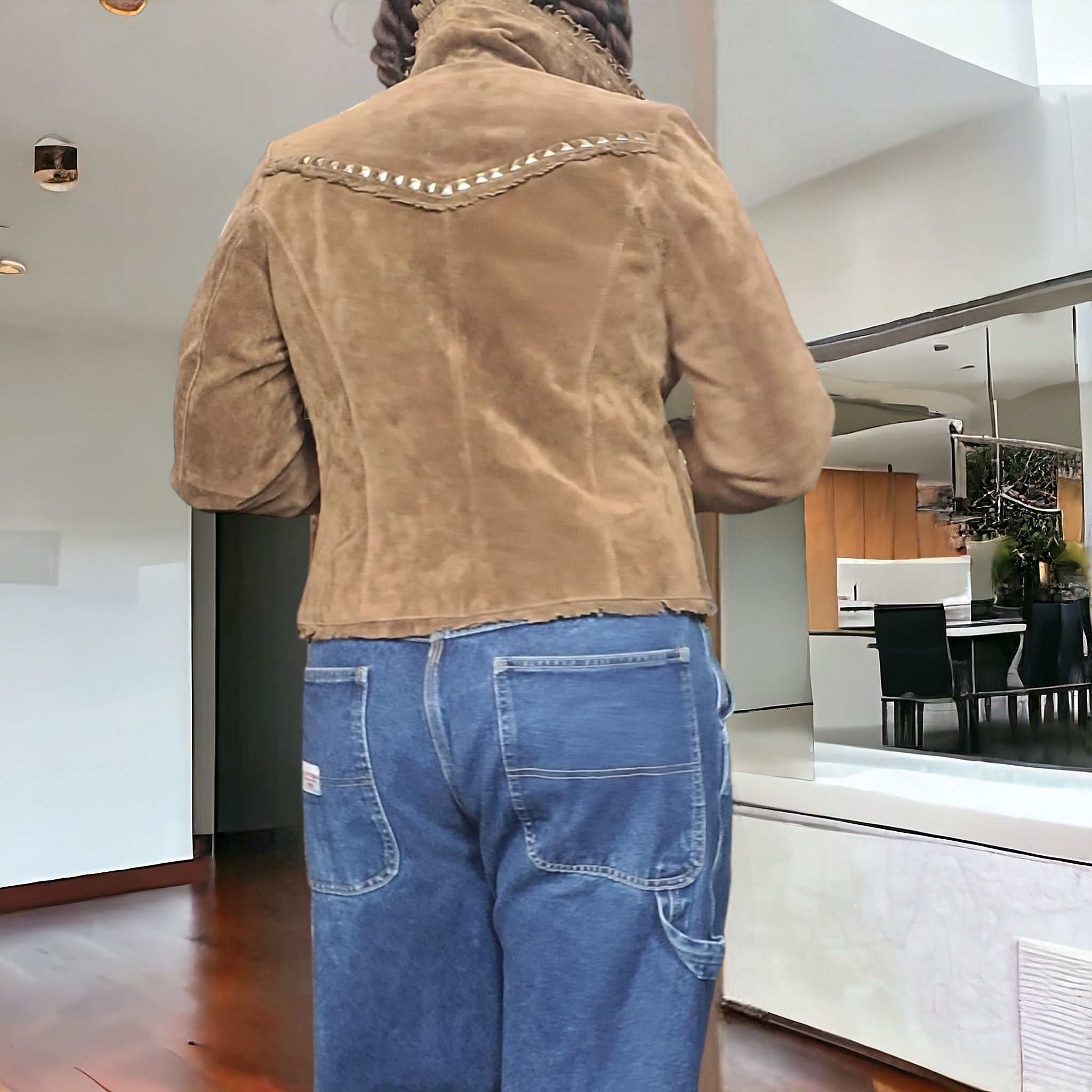 Vintage Suede Leather Cow Girl Jacket 1990s Saguaro West Vintage Suede Leather Cow Girl Jacket 1990s Saguaro West