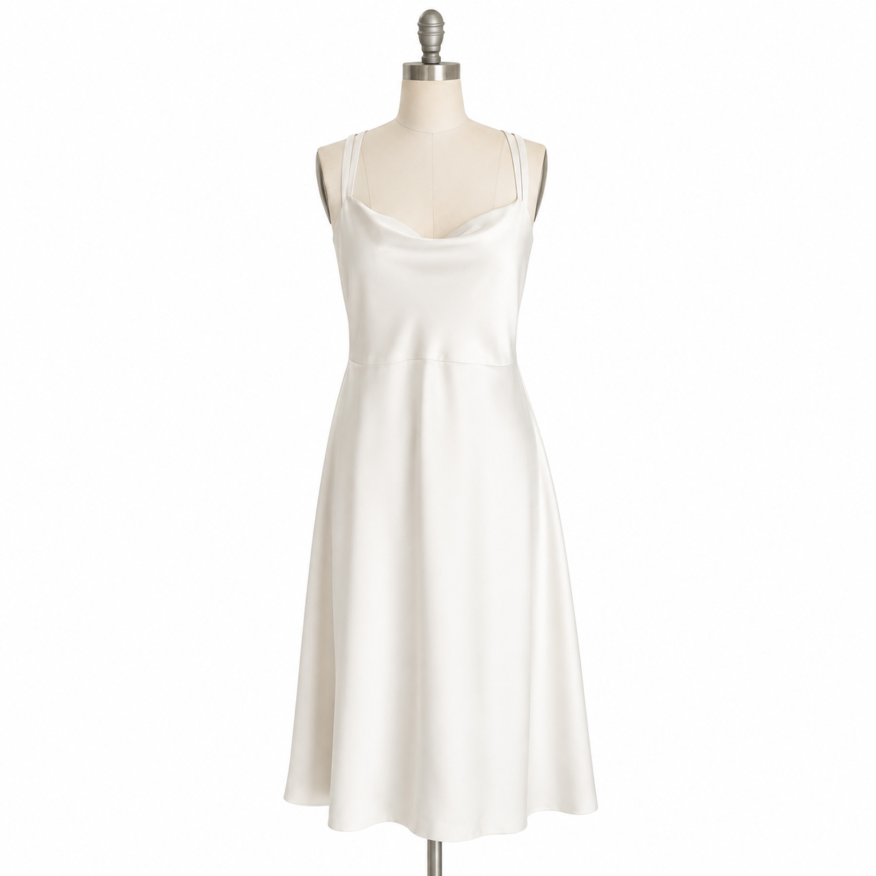 J.Crew Holiday 2009 Ivory Satin Cowl Neck Midi Slip Dress | Cross-Back Straps
