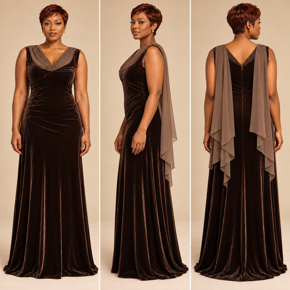 Armani Collezioni Chocolate Velvet & Silk Evening Gown | Made in Italy