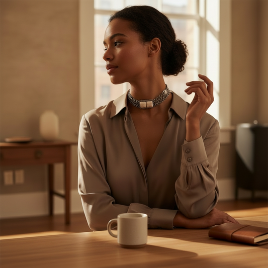 Vita Fede Three Chain Strand Gunmettal Choker