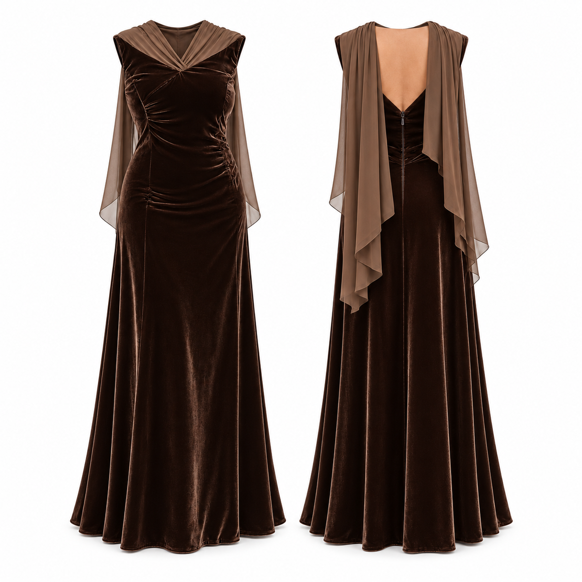 Armani Collezioni Chocolate Velvet & Silk Evening Gown | Made in Italy