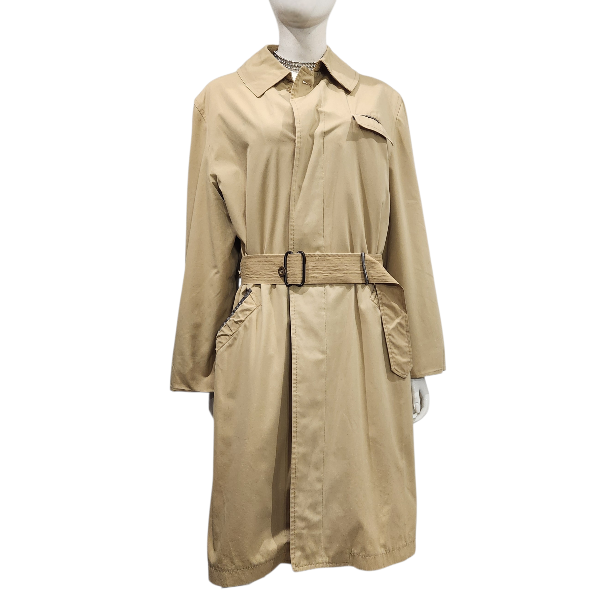 60s  Buoy Cloth Trench with Removable Wool & Camel Hair Lining Talon Zipper Size 38