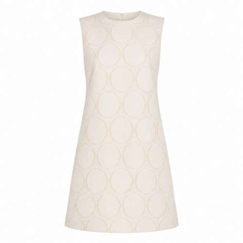 1960s Vintage Mod Shift A Line Dress Cream/Tan Size L
