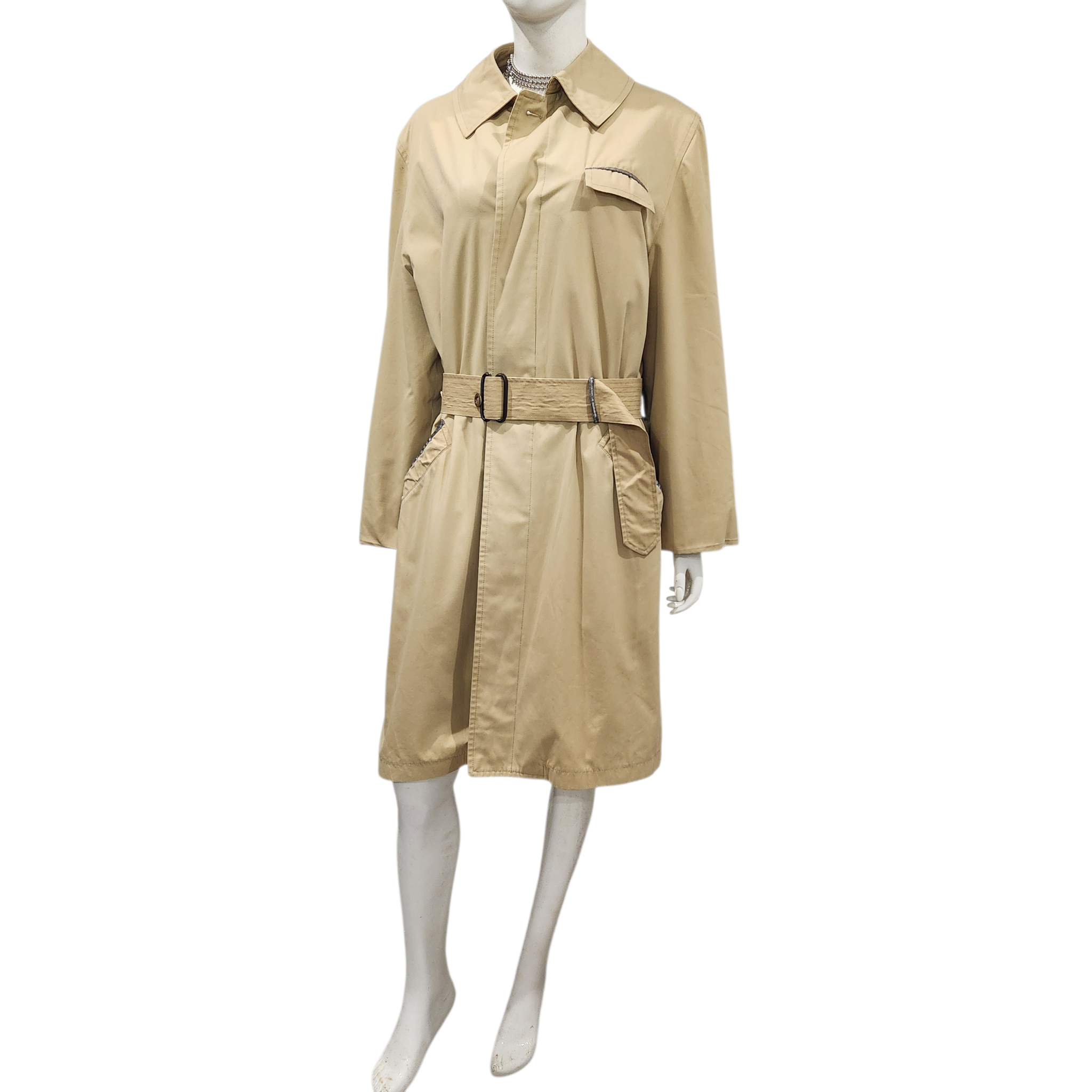 60s  Buoy Cloth Trench with Removable Wool & Camel Hair Lining Talon Zipper Size 38