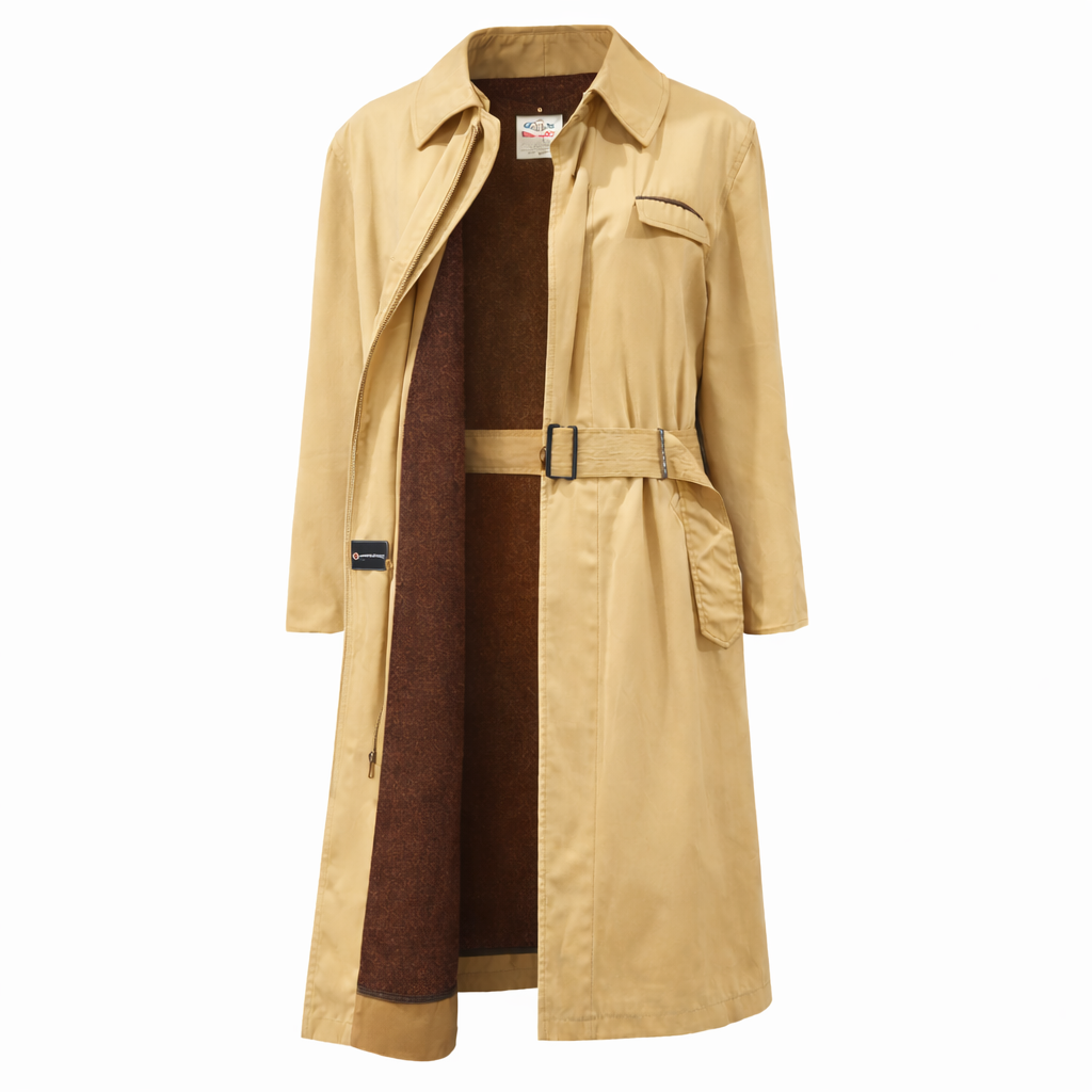 60s  Buoy Cloth Trench with Removable Wool & Camel Hair Lining Talon Zipper Size 38