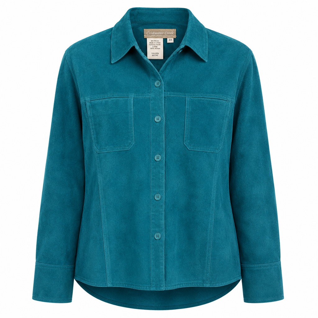 Coldwater Creek Genuine Suede Button Front Jacket