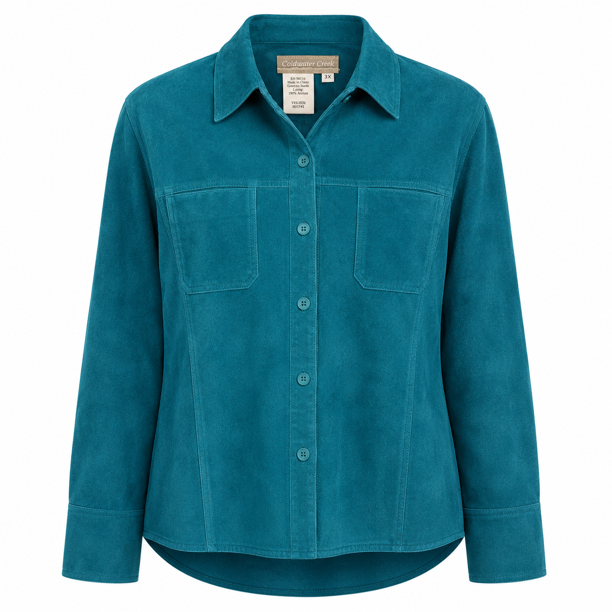 Coldwater Creek Genuine Suede Button Front Jacket