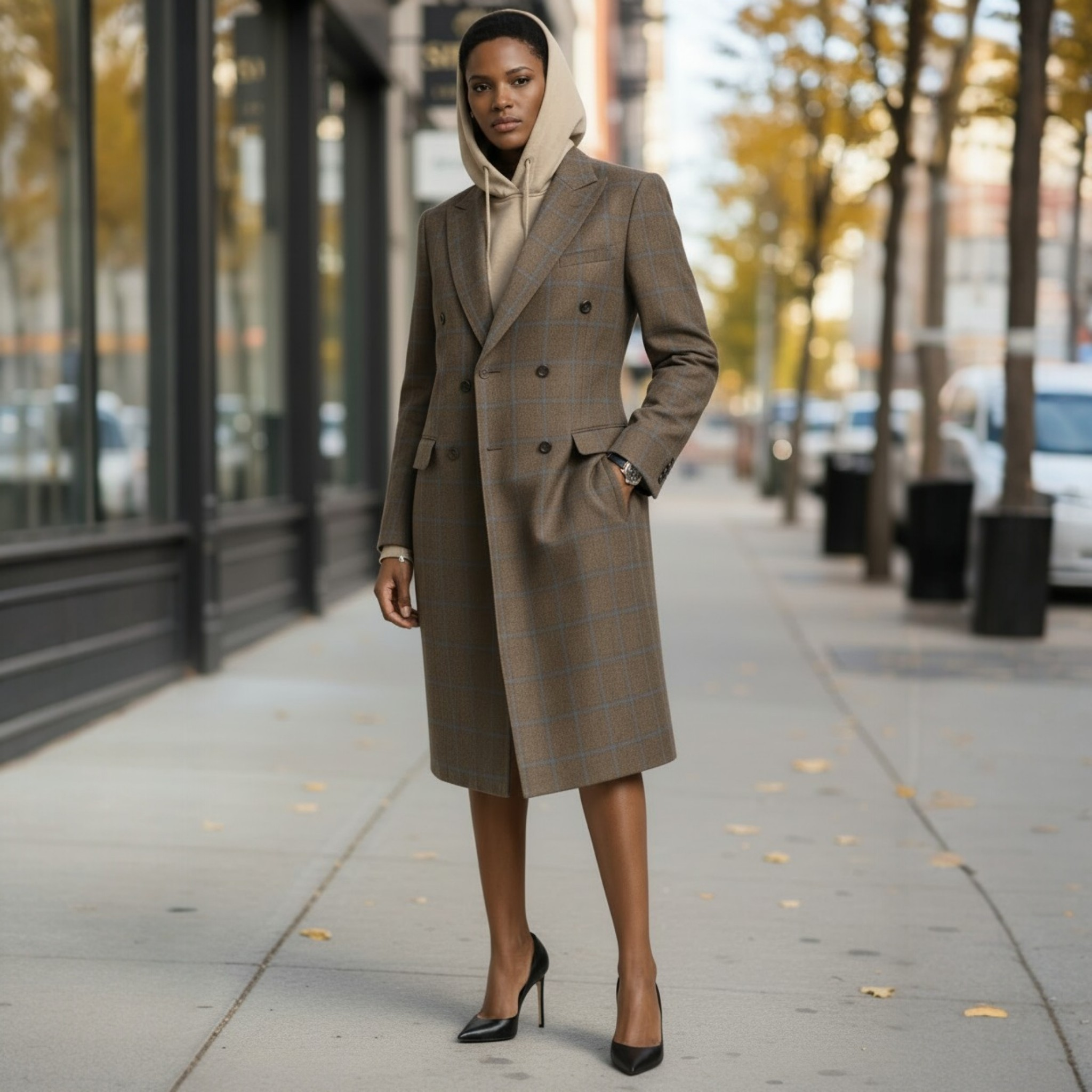 Garçon Couture Wool Windowpane Coat – Brooklyn 718 Collection | Modern Heritage Tailoring Size S