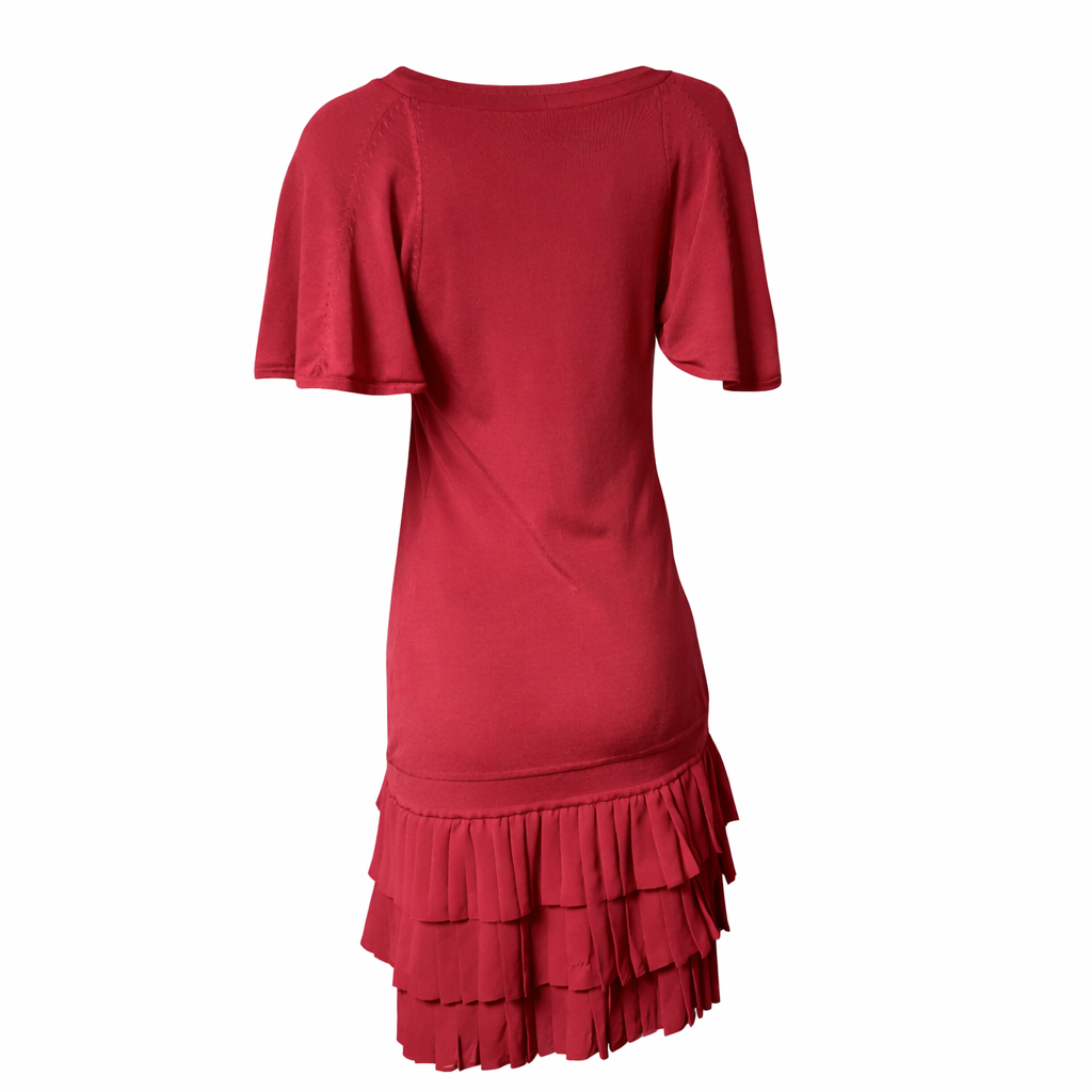 Karen Millen Raspberry Ruffle Hem Knit Dress — Contemporary Feminine Silhouette Size 3