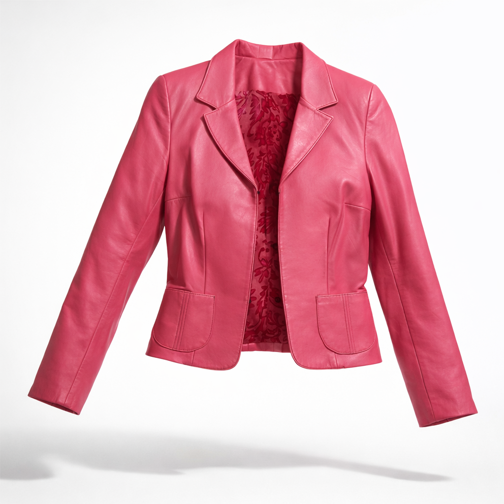 Pink Leather Blazer Jacket Size M