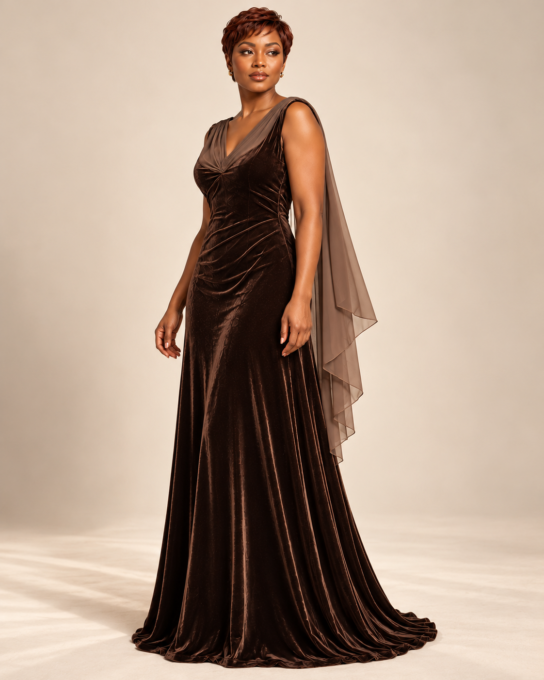 Armani Collezioni Chocolate Velvet & Silk Evening Gown | Made in Italy