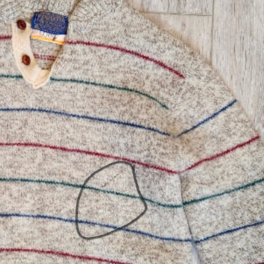 Vintage LOBO by Pendleton Virgin Wool Striped Henley Sweater — Made in USA