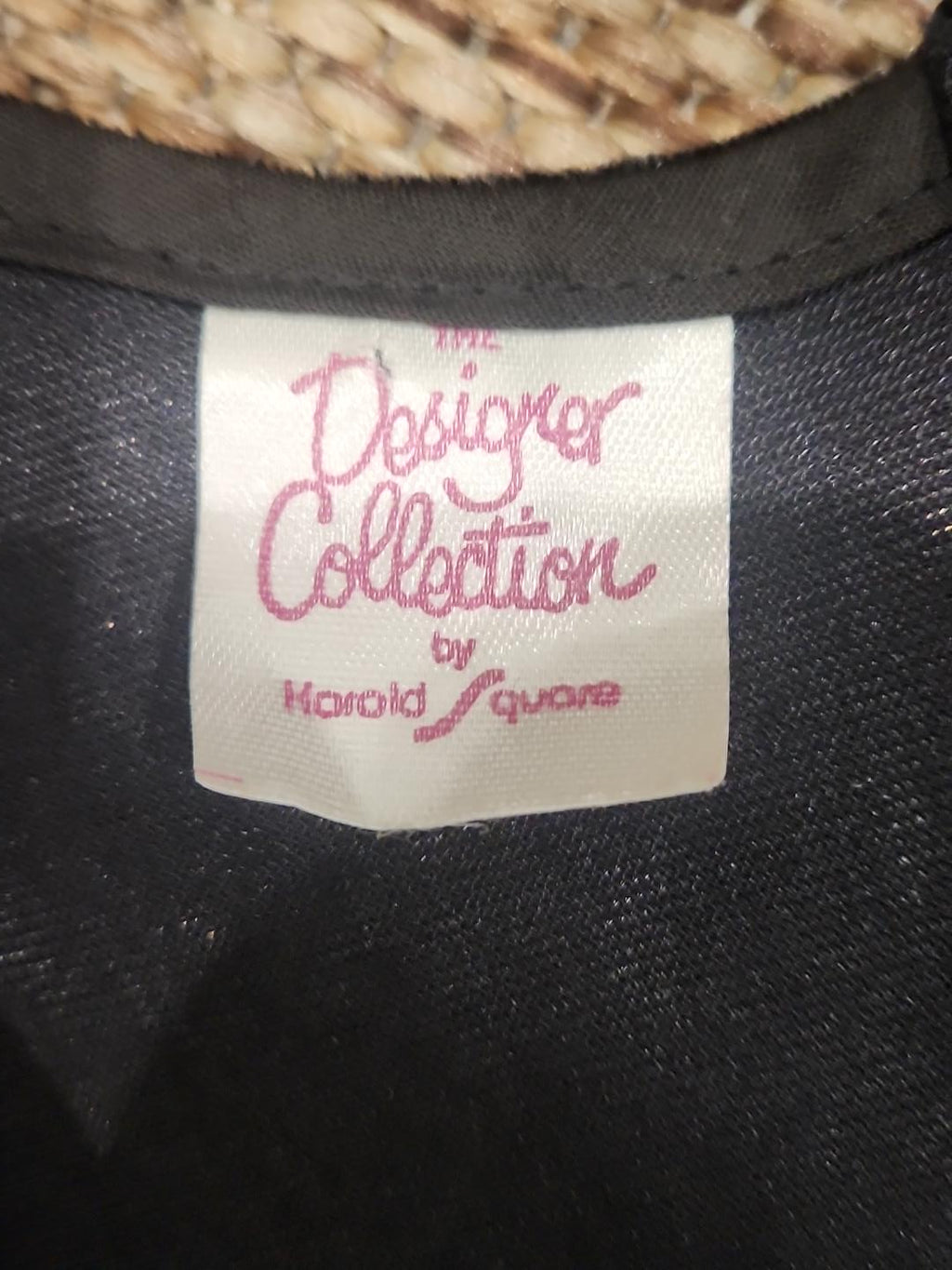 Vintage Harold Square Sculptural Black Velvet Jumper Dress with Rose Detail