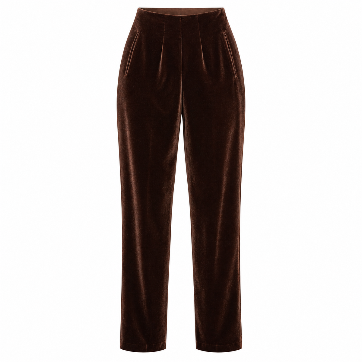 Vintage MONDI Chocolate Brown Cotton-Modal Velvet Trousers — Size 12
