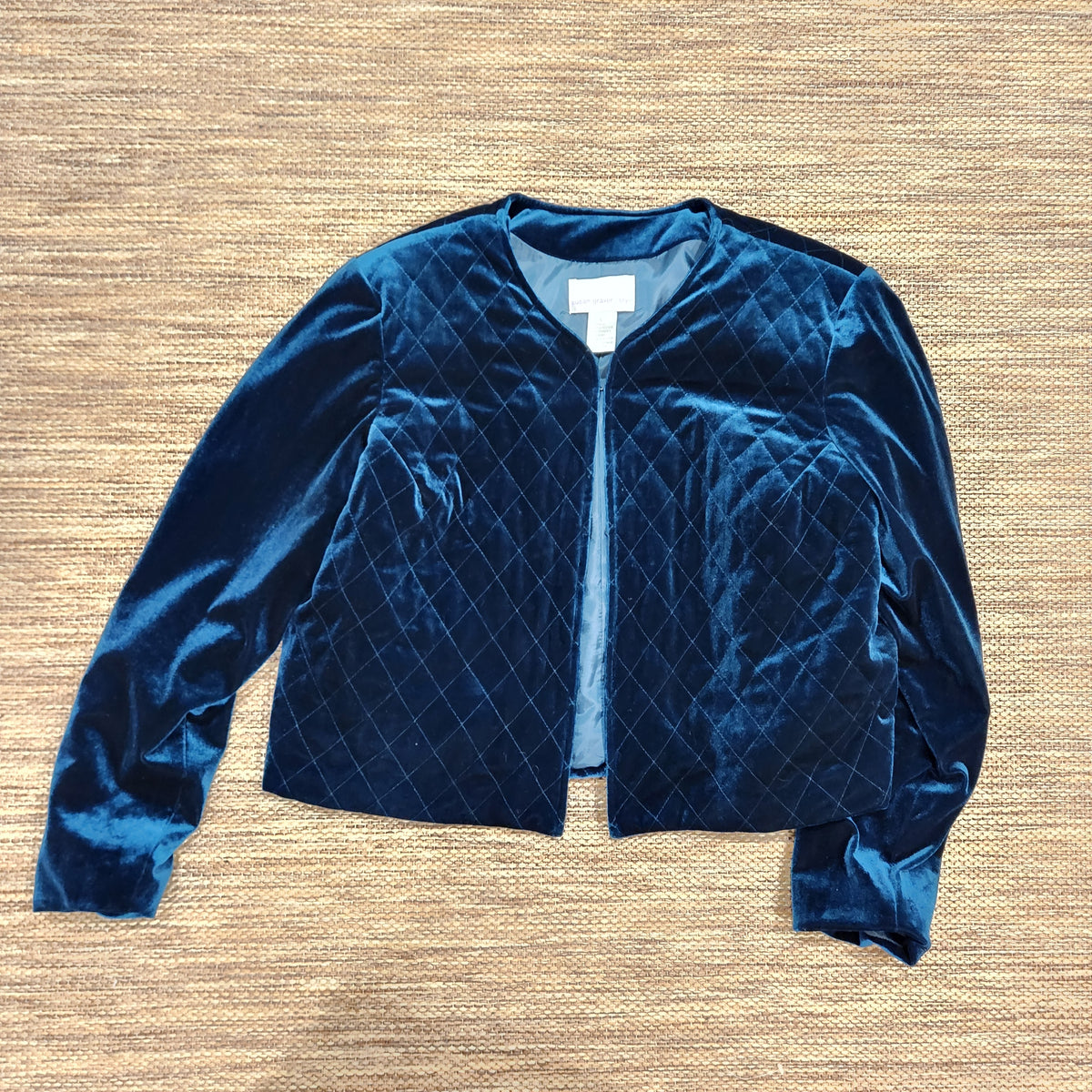 Susan Graver Style Midnight Blue Quilted Velvet Jacket | Size L