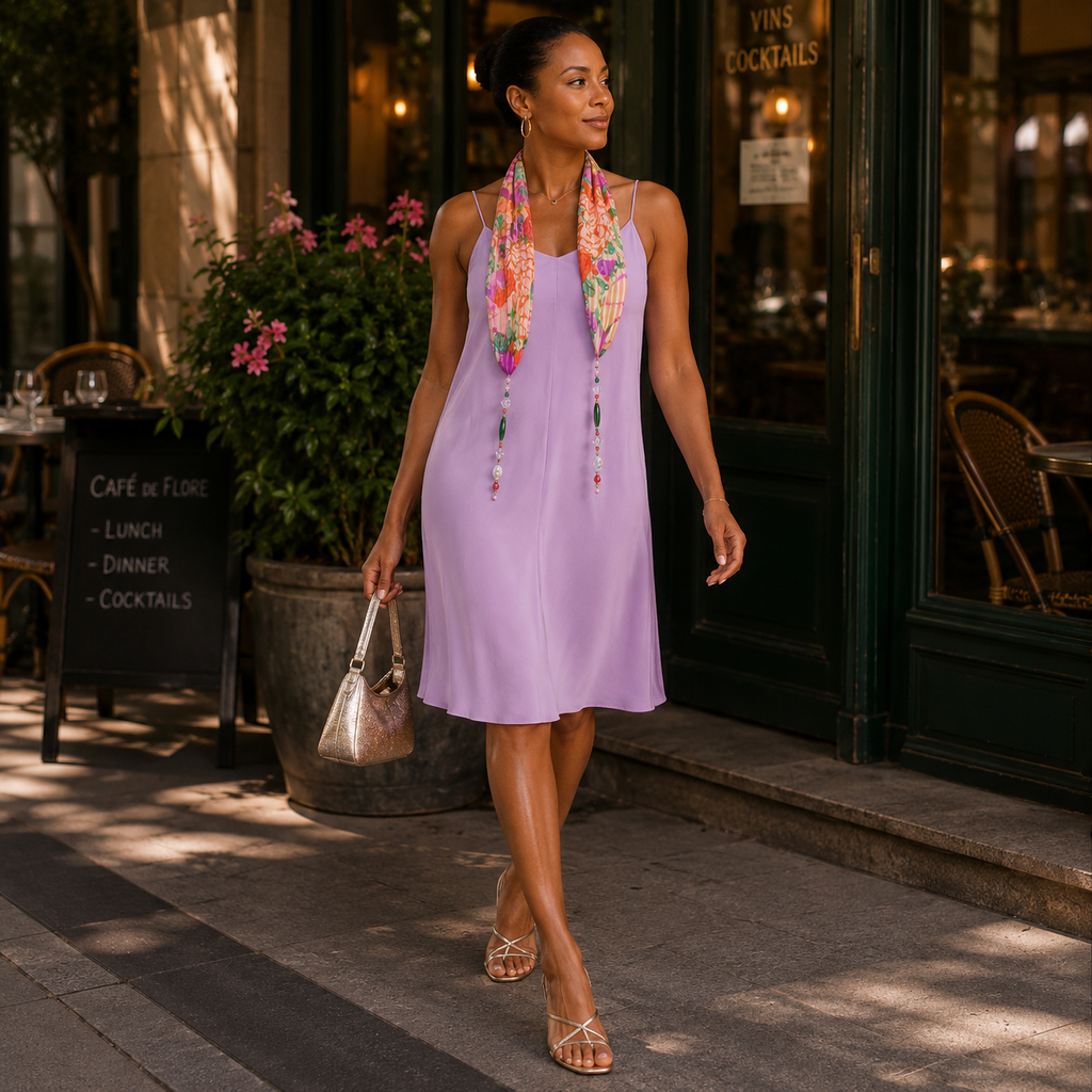 Vintage 1990s Agostino Lilac Silk Slip Dress | Bias Cut Minimalist Midi