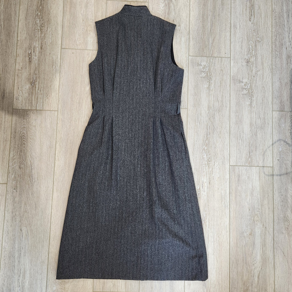 Vintage Sasson Wool-Blend Pinstripe Sleeveless Midi Dress