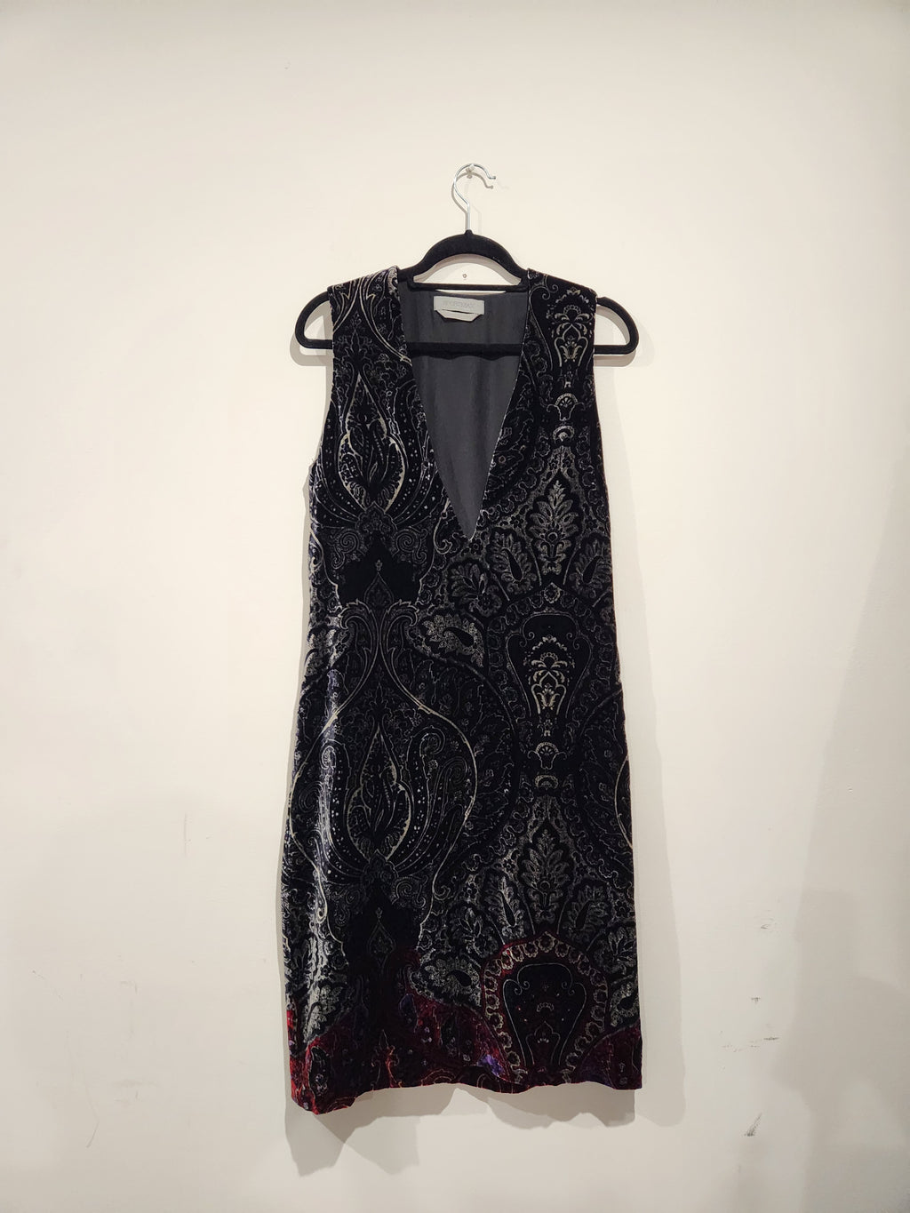 Vintage Sportmax Silk-Blend Paisley Velvet Dress | Made in Italy