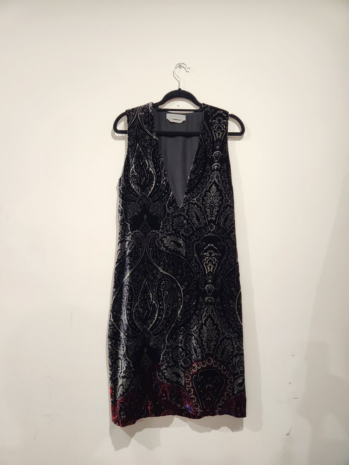Vintage Sportmax Silk-Blend Paisley Velvet Dress | Made in Italy