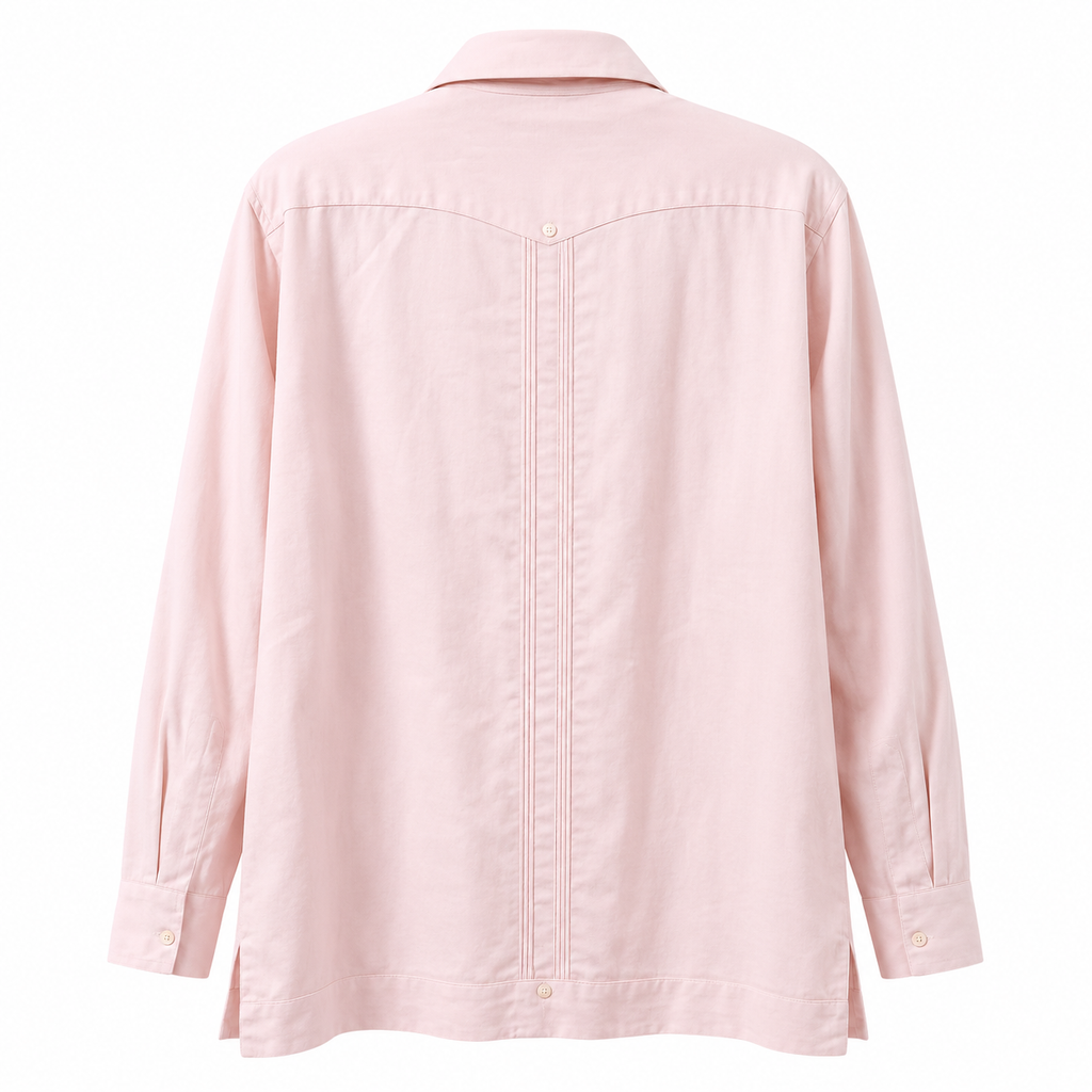 Vintage Givenchy Men Pale Pink Linen Guayabera Shirt Size L