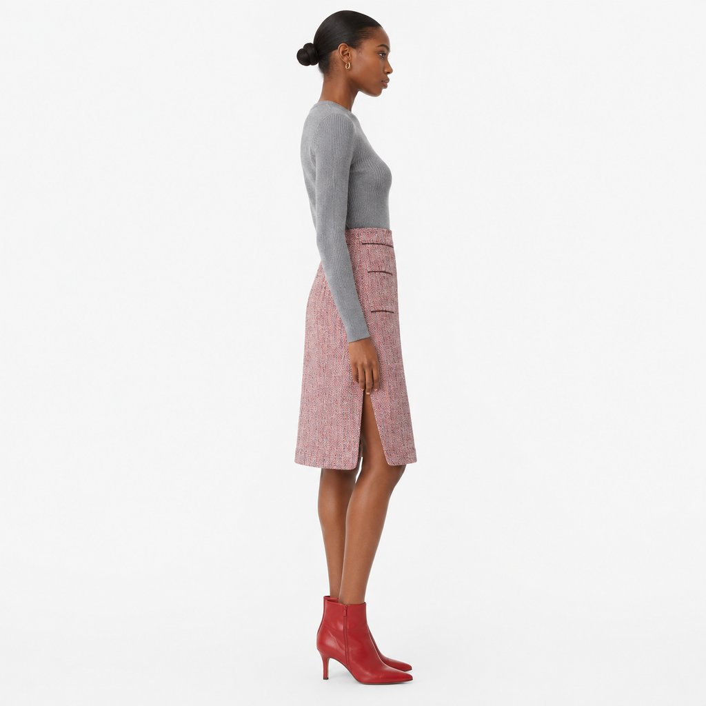 Carven Rose Tweed Skirt Size 36