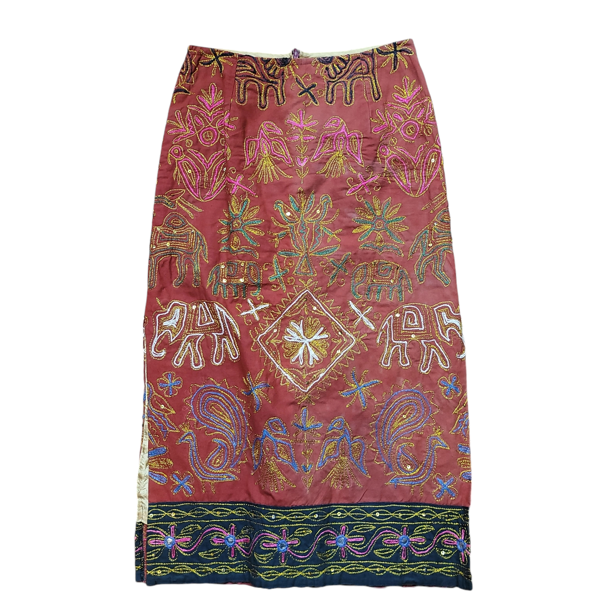1990s Vintage Dona Jean Embroidered Midi Skirt Size S