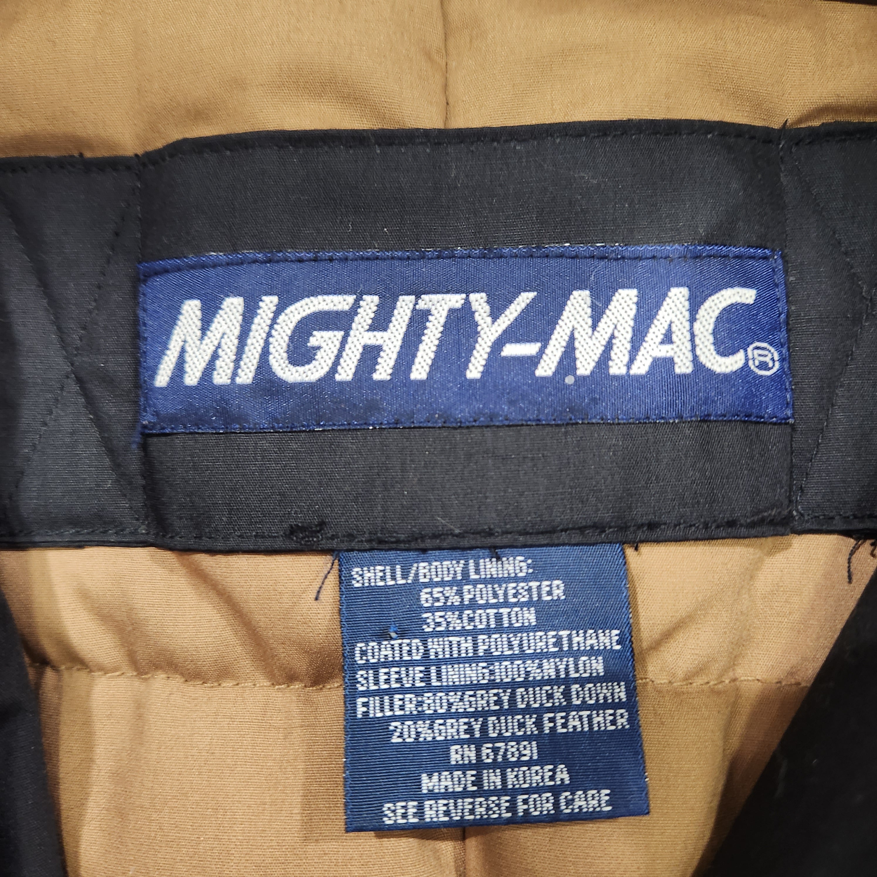 Late 70s-82 Vintage Mighty Mac Navy Blue Grey Norsack Down Puffer Coat Size L
