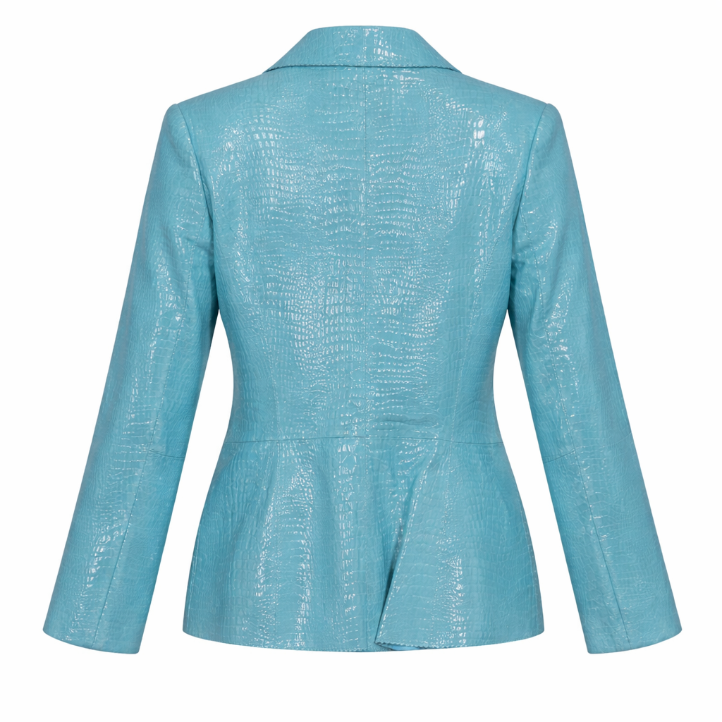 Bradley Turquoise Croc-Embossed Genuine Leather Blazer