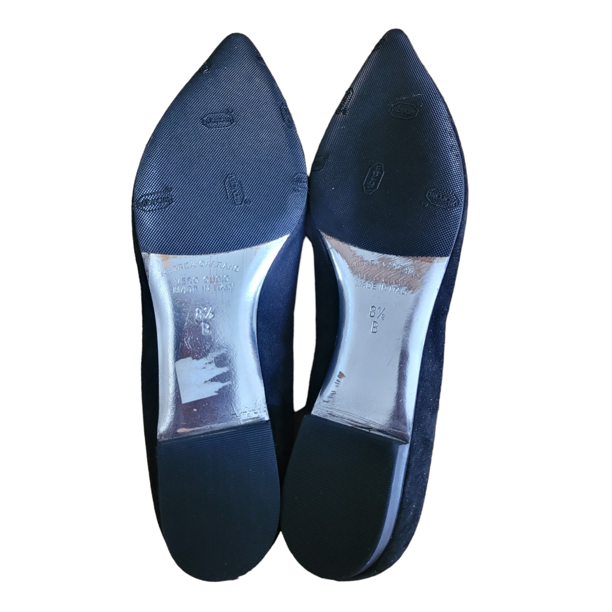 Andrea Carrano Crystal Adorned Black Suede Pointy Toe Ballerina Shop Lucille Golden Vintage 