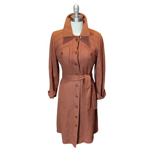 1970s Wool Pin Tuck Dress Coat