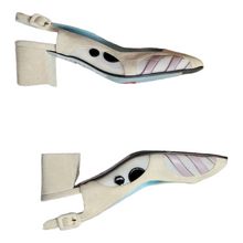 Load image into Gallery viewer, Thierry Rabotin Slingback Block Peeptoe Mesh Leather Pumps Size 37
