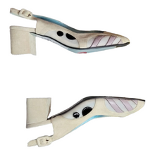 Load image into Gallery viewer, Thierry Rabotin Slingback Block Peeptoe Mesh Leather Pumps Size 37