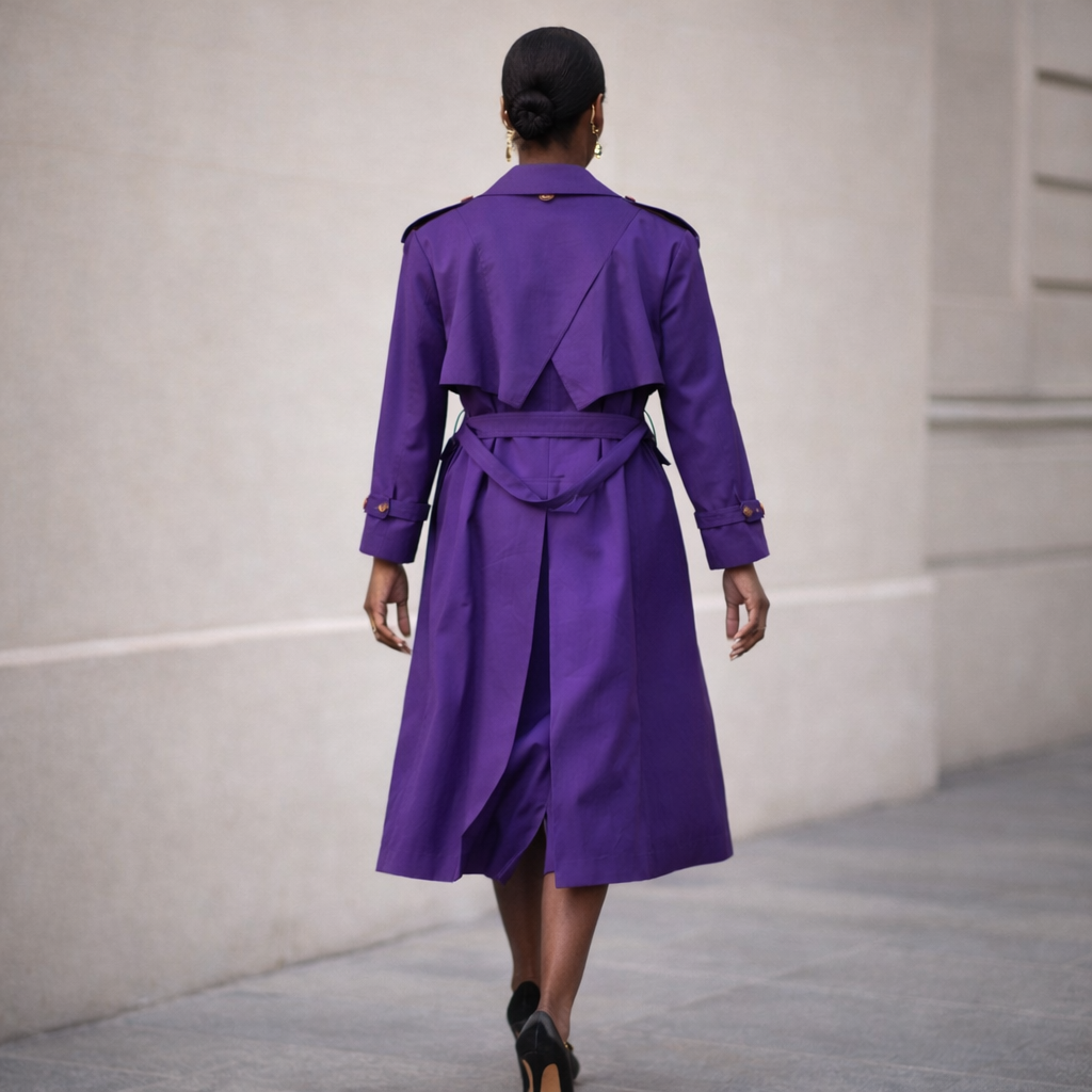 Vintage 90s J Gallery Royal Purple Hooded Trench Coat Size M