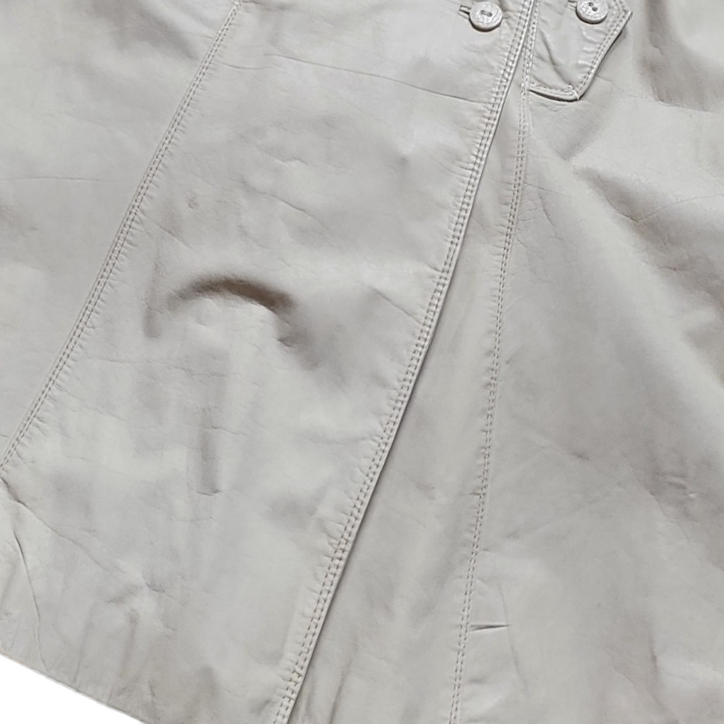 70s Vintage Leather Trenchcoats Bone Belted Leather Trench Coat Size M