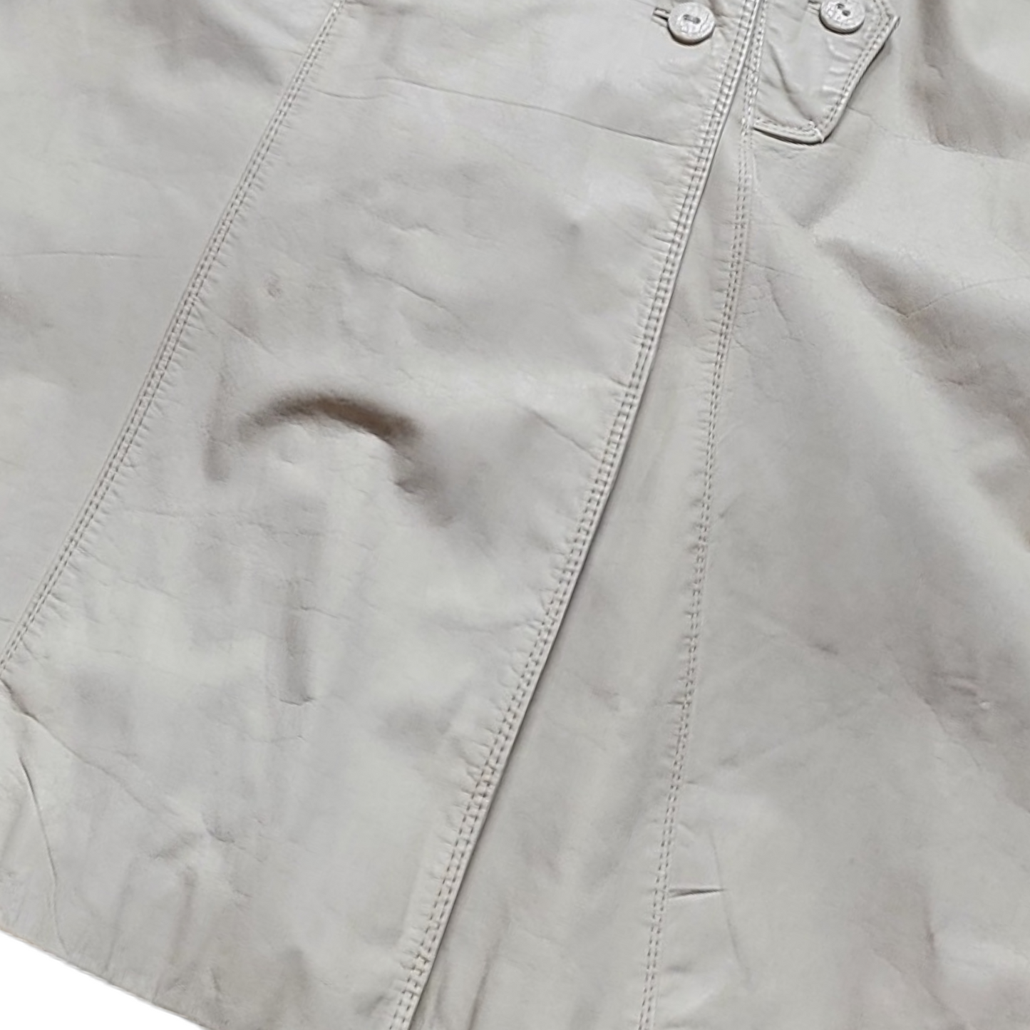 70s Vintage Leather Trenchcoats Bone Belted Leather Trench Coat Size M