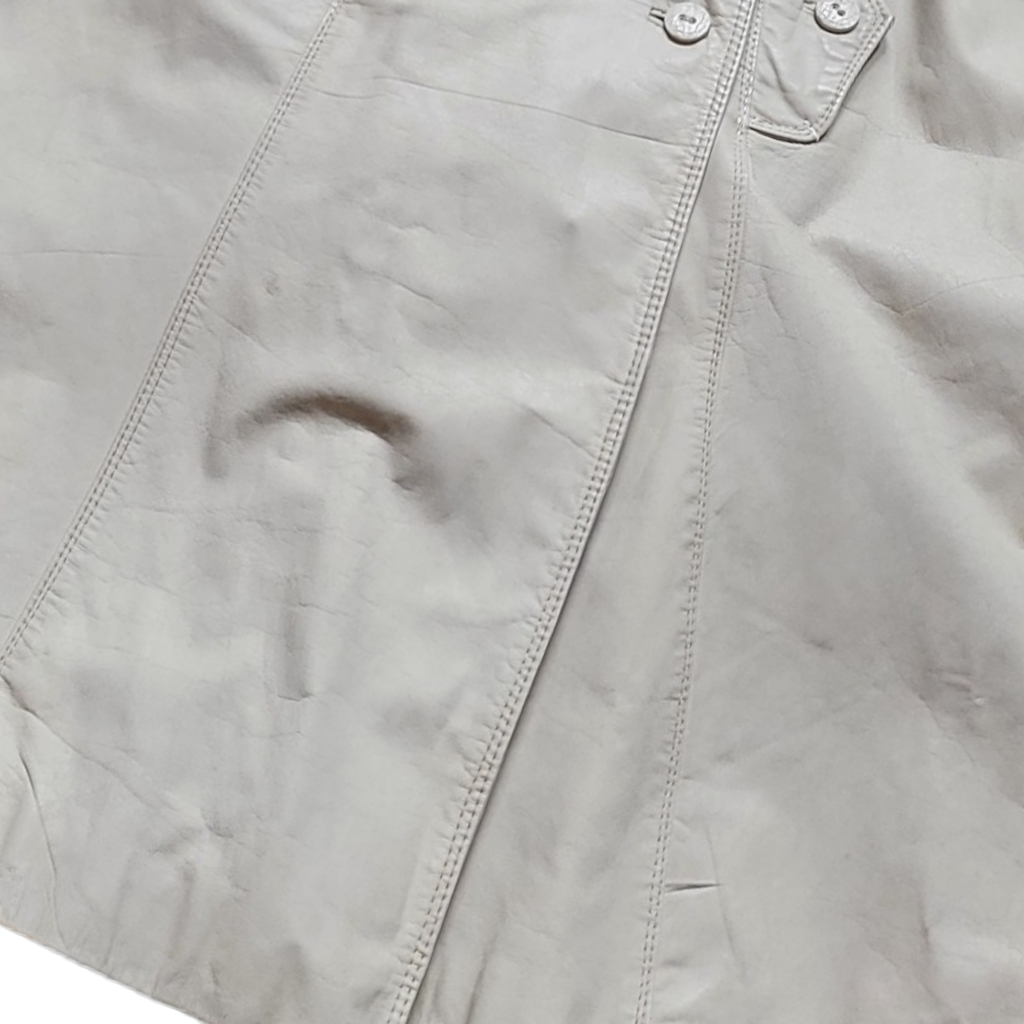 70s Vintage Leather Trenchcoats Bone Belted Leather Trench Coat Size M