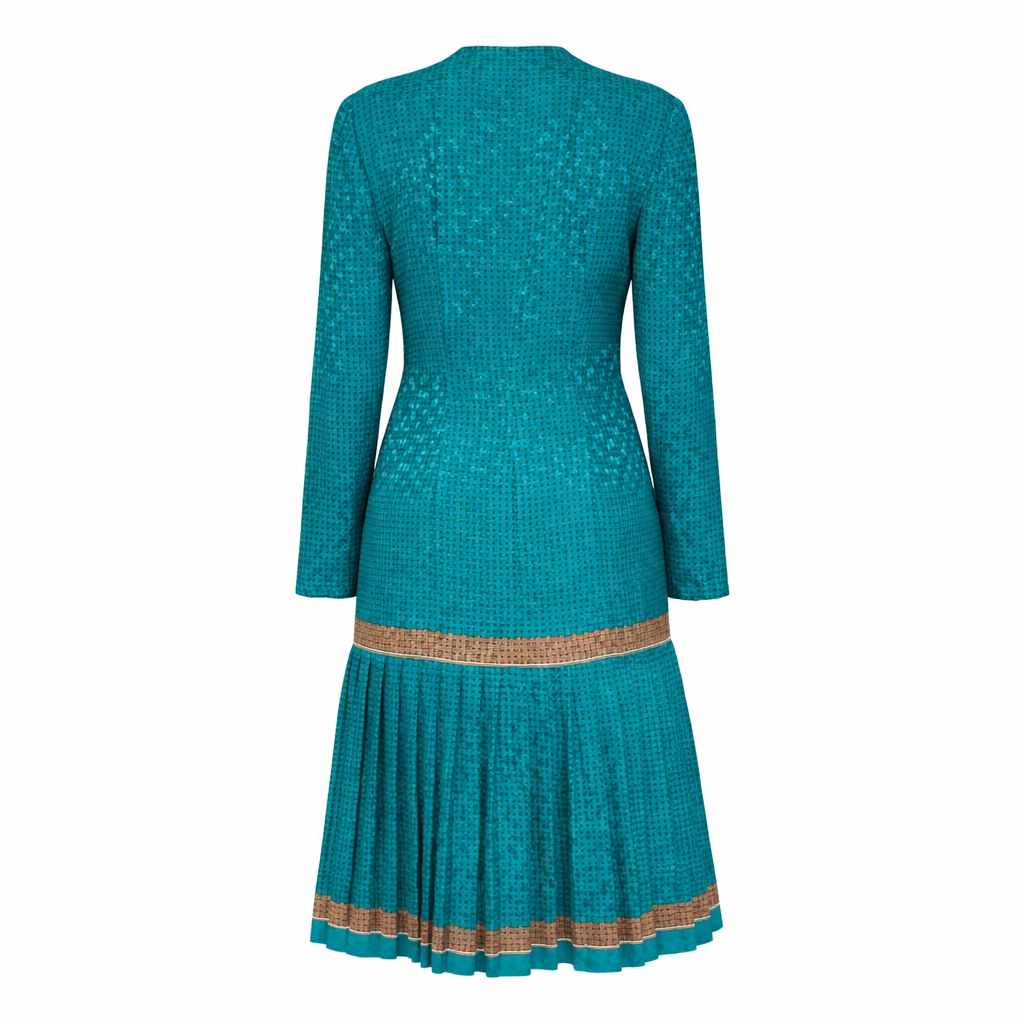 Julie Francis Silk Jacquard Pleated Dress Size 8