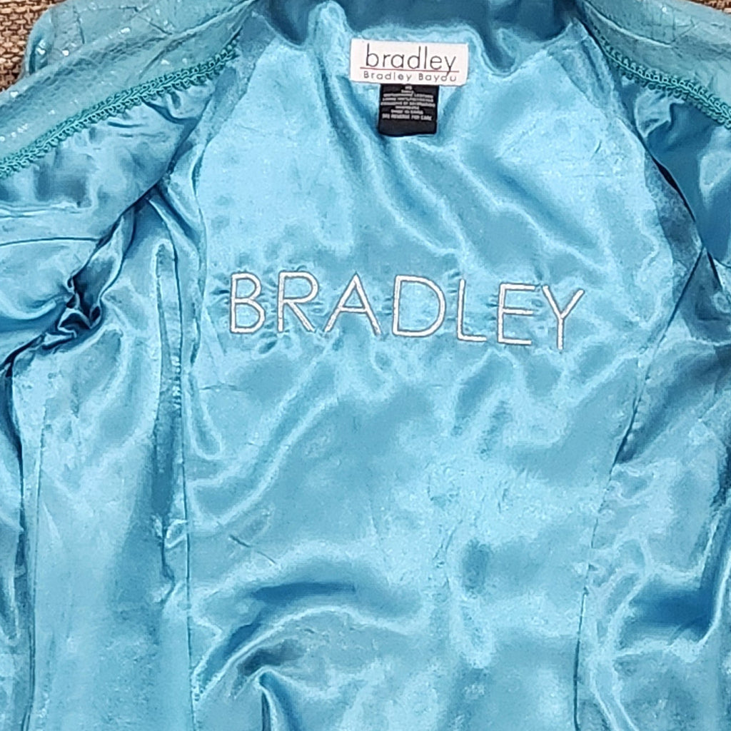 Bradley Turquoise Croc-Embossed Genuine Leather Blazer